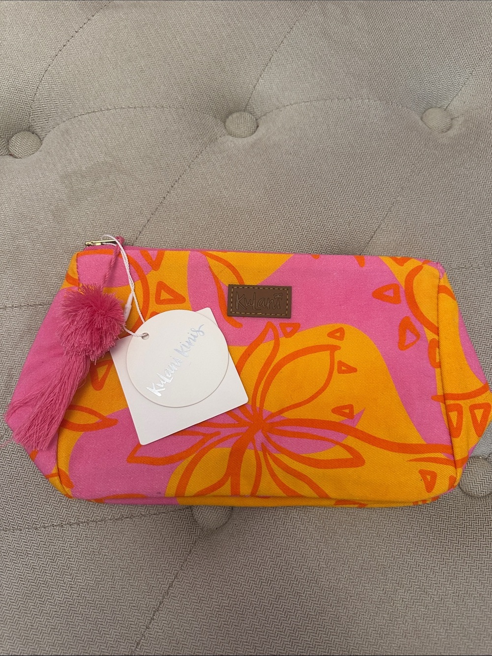 Kulani Kinis Floral Zip Cosmetic Pouch - Pink & Orange
